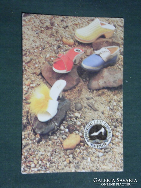 Card calendar, Kőrösvidék shoemaker's cooperative, békéscsaba, slippers, 1987, (3)