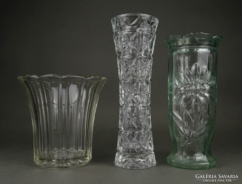 1P612 Régi hibátlan üveg váza 3 darab