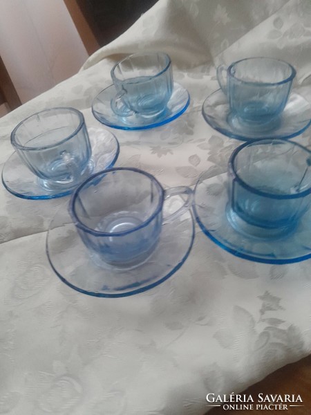 Blue glass coffee cup 5 pieces