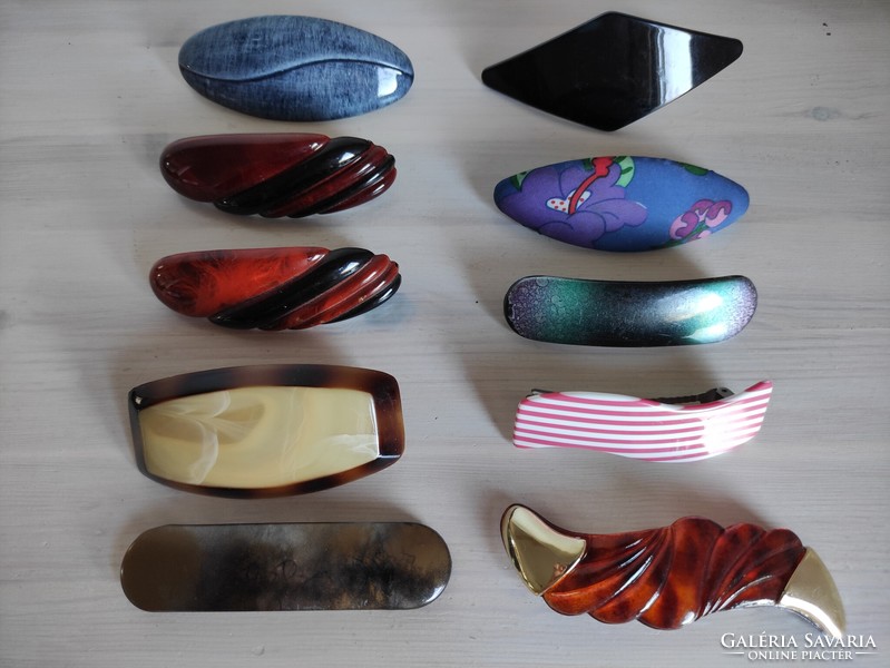 A collection of 10 retro hair clips made in Italy, France and Hungary