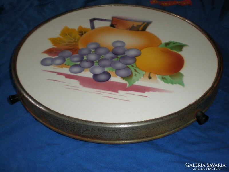 Old fruit-patterned earthenware coaster