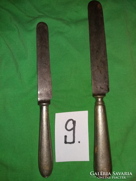 Antik ezüstözött alpakka szecessziós nagyobb kés 2db szett egyben evőeszköz a képek szerint 9.