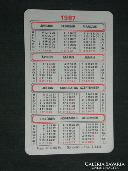 Card calendar, international master hairdresser, István Győl, Pécs, 1987, (3)