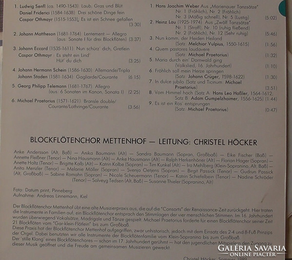 Blockflötenchor Mettenhof - Chorlieder Und Tanze (LP, Album)