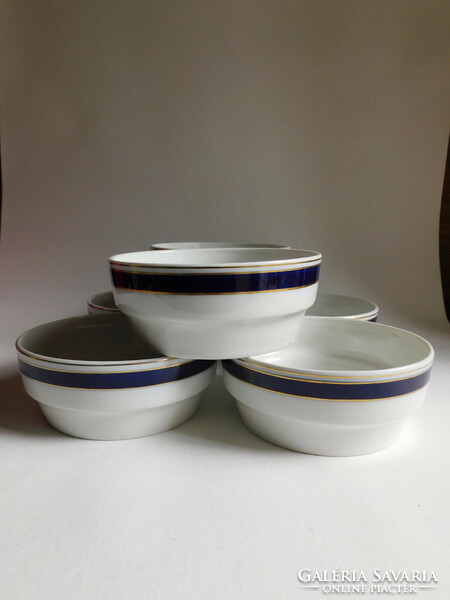 Hollóházi blue striped salad bowls - 6 pieces