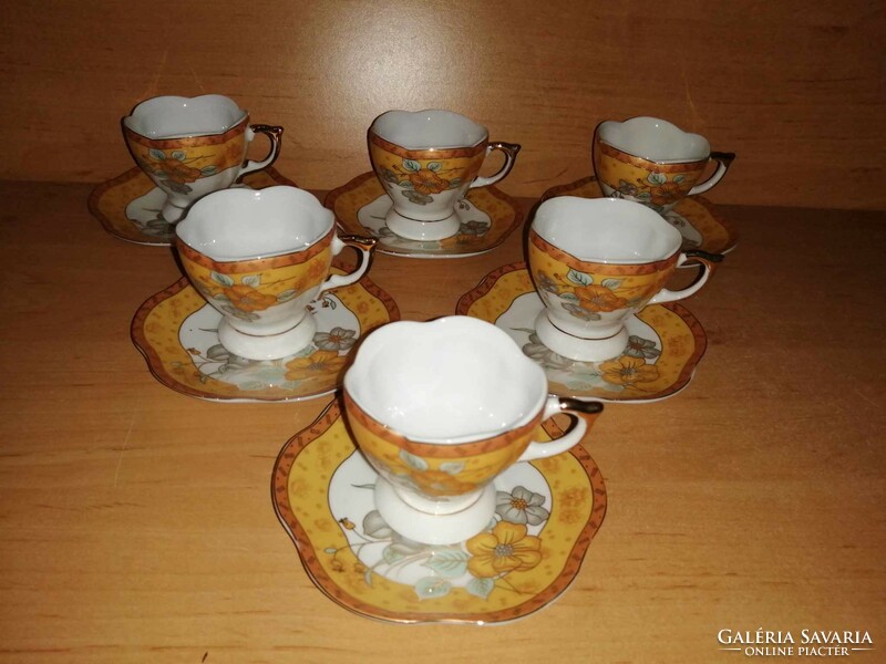 Japán szecessziós porcelán aranyozott kávés csésze készlet - 6 személyes (0-1)