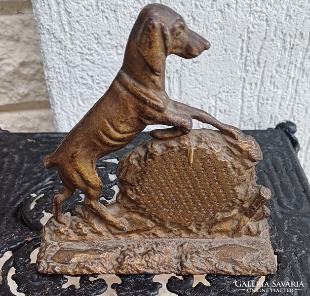 Antik kutya szobor,vas zsebóra tartó masszív öntöttvas