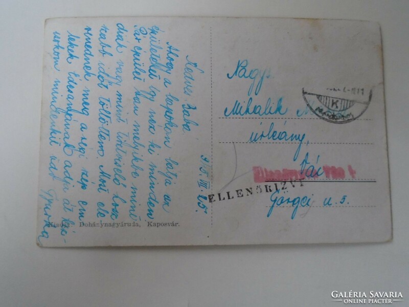 D199640   Régi képeslap  -Kaposvár  Berzsenyi Polgári Fiúiskola - 1945 ellenőrizve -Mihalik Vác