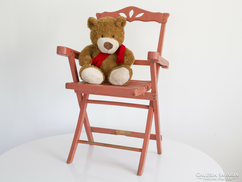 Retro chair, children's chair, folding pink chair