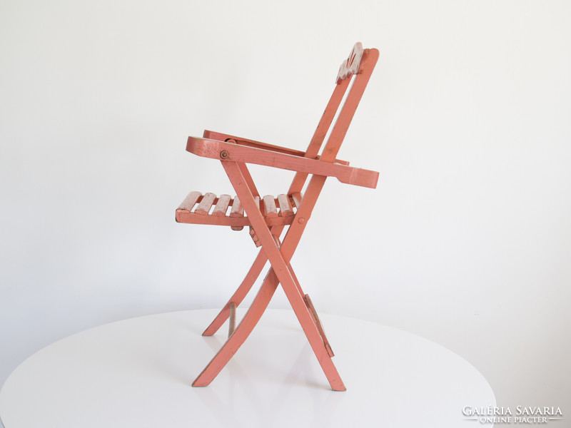 Retro chair, children's chair, folding pink chair