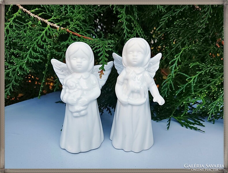 Snow-white porcelain standing angels