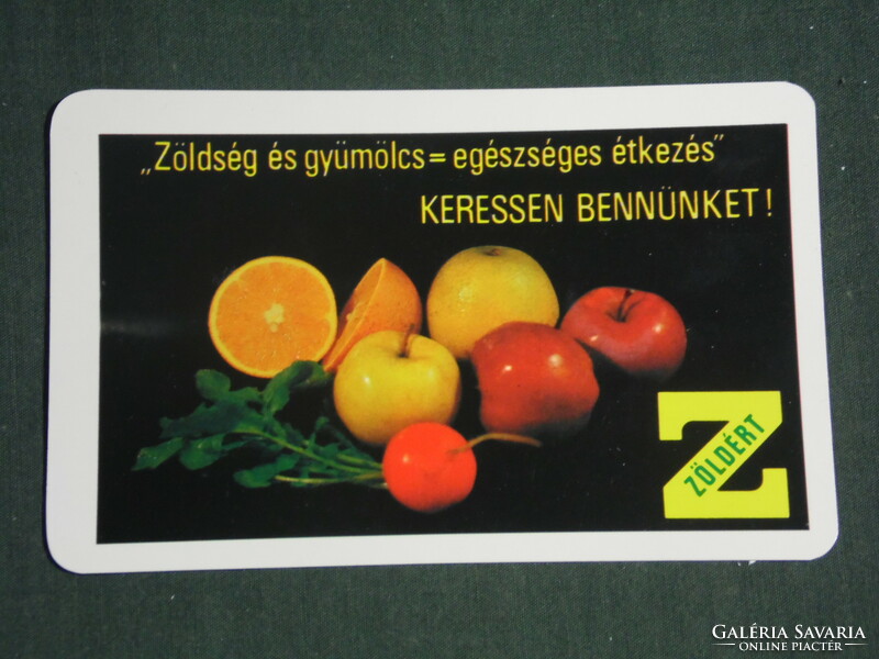 Kártyanaptár, Zöldért zöldség gyümölcs vállalat ,1988,   (3)