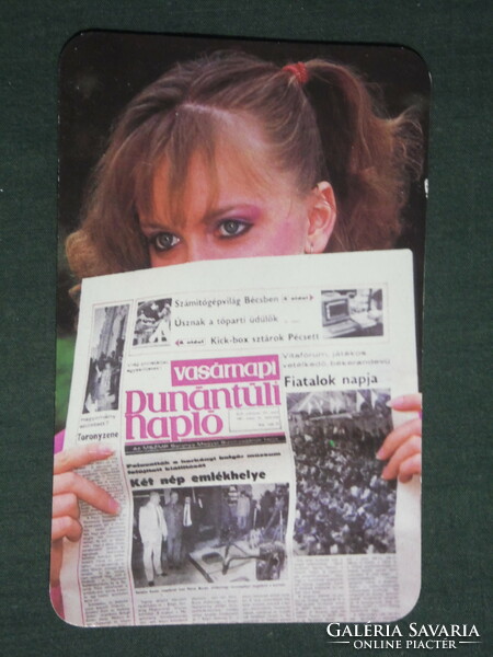 Kártyanaptár, Dunántúli napló napilap,újság,magazin, erotikus női modell,1988,   (3)