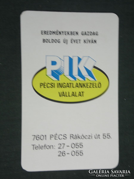 Kártyanaptár, PIK ingatlankezelő vállalat, Pécs, 1988,   (3)