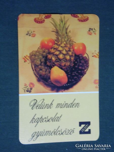 Kártyanaptár, Zöldért zöldség gyümölcs vállalat, 1989,   (3)