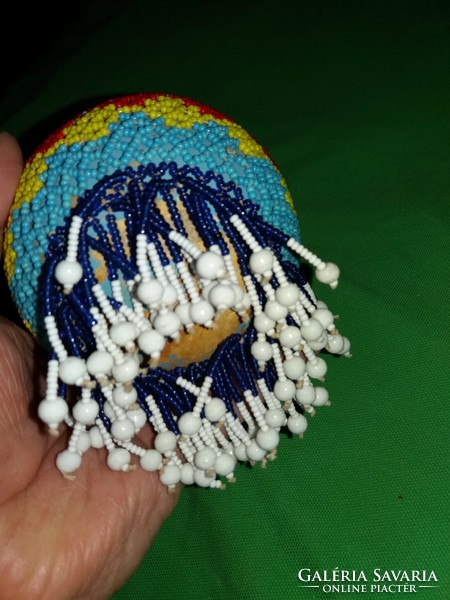 Régi Dél-Egyiptom/Afrika függeszthető gyöngyfűzött lopótök dísz nagyon szép 20x12 cm a képek szerint