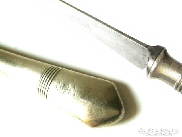 ​Ezüst nyelű jó nagy solingen kés az 1900-as évek első feléből