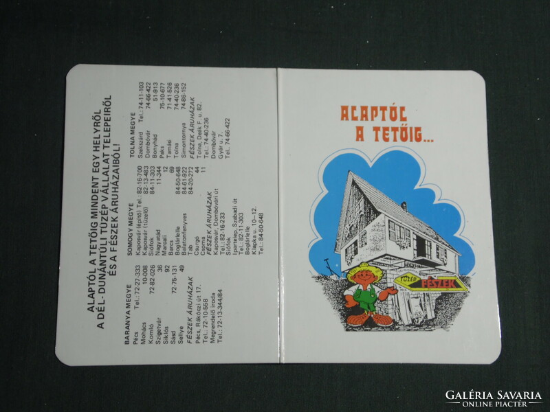 Card calendar, Tüzép fészek store from Transdanubia, Pécs, graphic design, name date, 1989, (3)