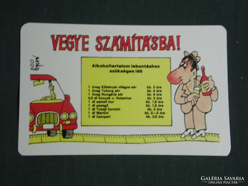 Card calendar, traffic safety council, graphic artist, humorous, 1989, (3)