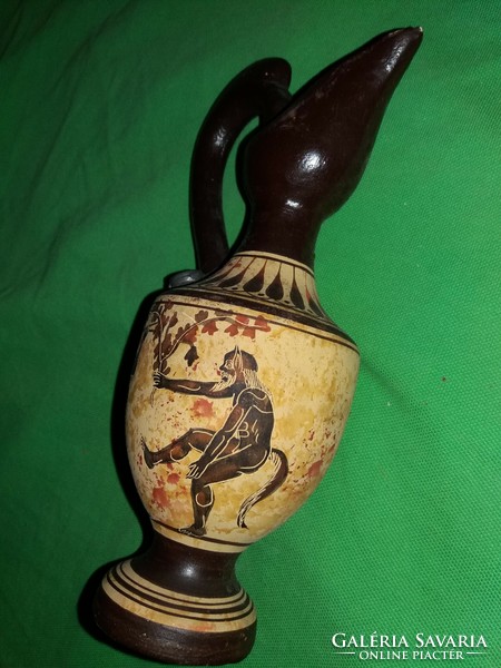 Antik jellegű kézzel festett kerámia hellén görög oliva olaj kiöntő korsó 24 cm a képek szerint