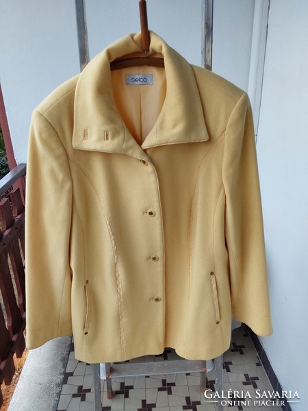 Yellow cashmere half-length women's jacket, brand Gelko, size 48