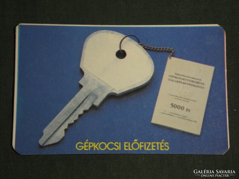 Card calendar, Budapest savings association, car prize deposit book, 1988, (3)