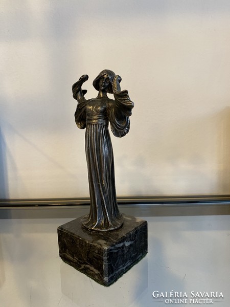 Art Nouveau female pewter statue