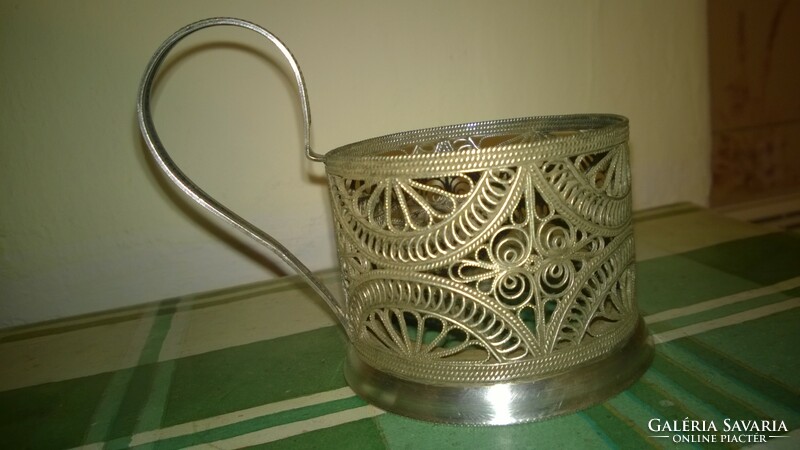 Retro silver-plated filigree samovar glass from the 60s