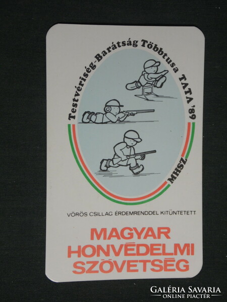 Kártyanaptár, MHSZ Többtusa verseny,Tata,  grafikai rajzos, 1989,   (3)