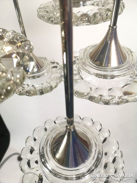 Art deco style modern design chandelier, shiny glass and silver chrome - 50192