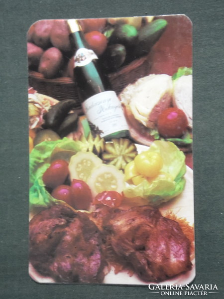 Card calendar, Tolna County caterer, restaurant, tavern, Szekszárd, Kékfrankos Badacsony, 1988, (3)