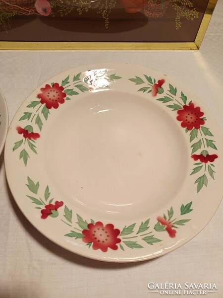 2 Pcs, old floral patterned granite deep plate, pcs/price
