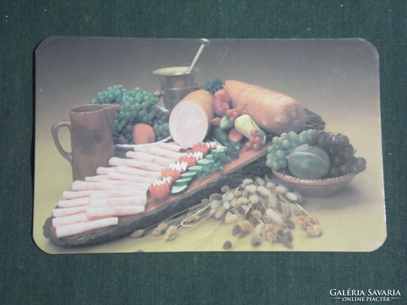 Kártyanaptár, Kaposvár húsfeldolgozó húskombinát, szalámi, felvágott, 1989,   (3)
