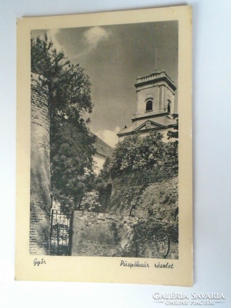 D199668 old postcard - bishop's castle of Győr - detail 1950's mihalik lajosné vác