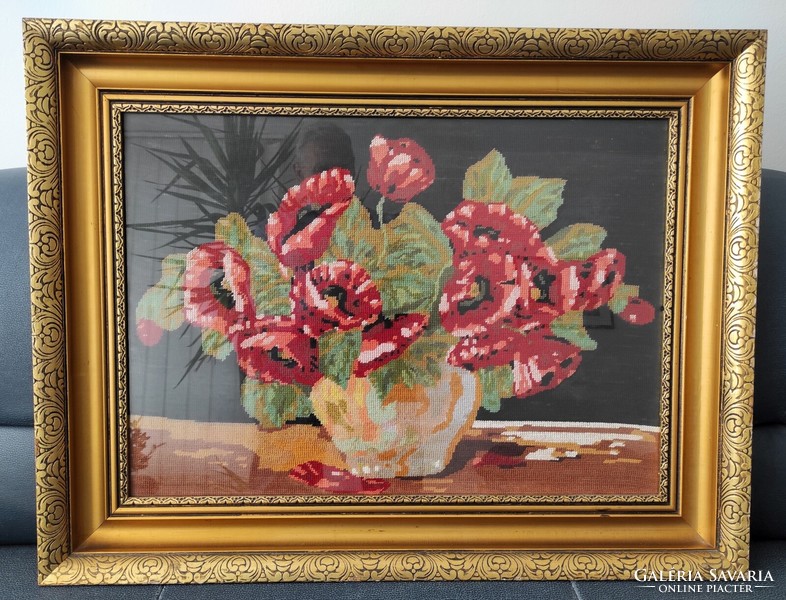 Beautiful blondel framed flower basket goblet picture from the last century