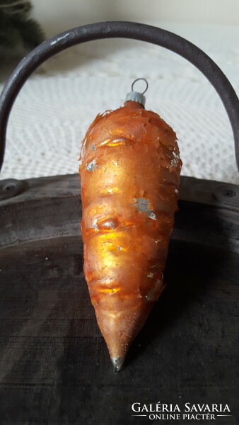 Old glass Christmas tree decoration, carrot