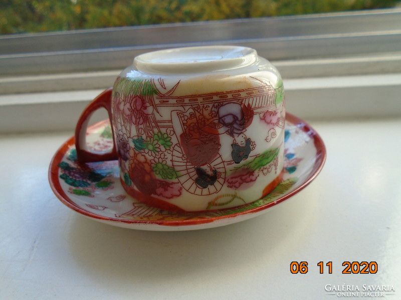 Kutani eggshell marked Japanese porcelain coffee cup with saucer