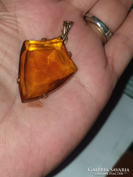 Large faceted citrine stone pendant