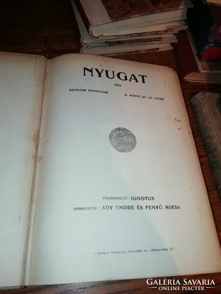 Nyugat 1914 Ignotus Hetedik évfolyam II. Kötet 13-24,I.Kötet 1-12