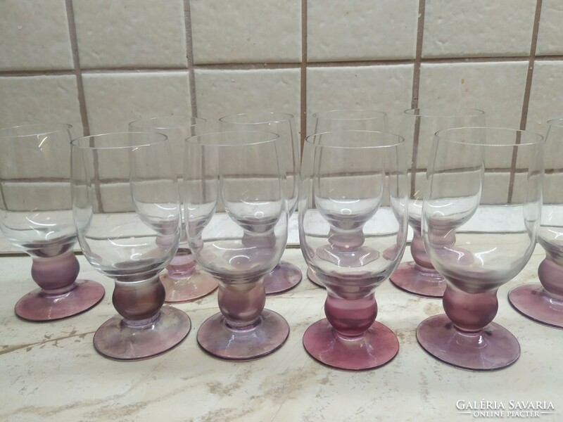 Glass, stemmed glass with pink base for sale! 10 for sale!