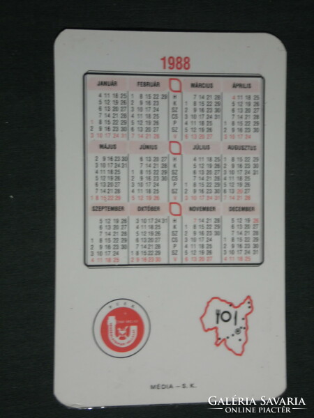 Card calendar, Tolna County caterer, restaurant, tavern, Szekszárd, Kékfrankos Badacsony, 1988, (3)