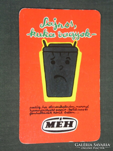Kártyanaptár, MÉH hulladékhasznosító vállalat,grafikai rajzos, 1988,   (3)