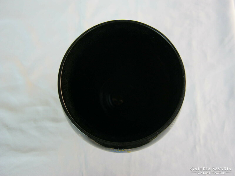 Fekete üveg retro váza nagy méretű 25 cm