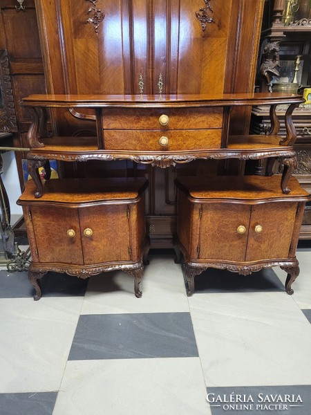 Antique 2 bedside cabinets + dressing table with mirror