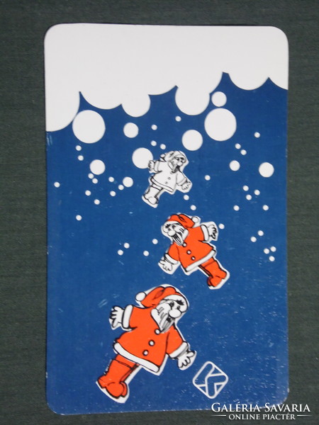 Card calendar, Pécs consumer store, festive graphic artist, Santa Claus, Santa Claus, 1991, (3)
