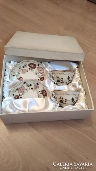 A pair of Zsolnay coffee cups, in their old box