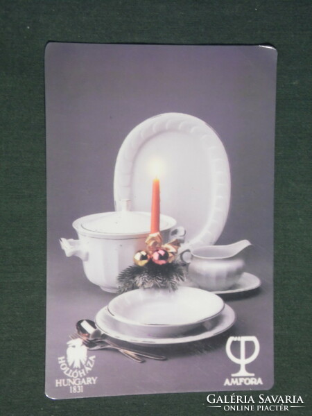 Card calendar, amphora uvért company, Hólloháza porcelain set, 1990, (3)