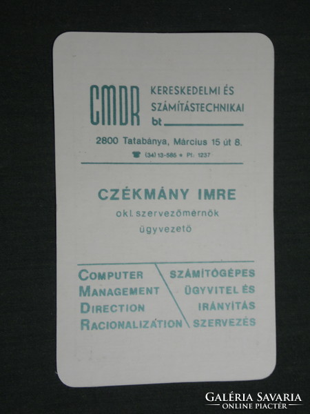 Card calendar, organization engineer Imre Czékmány, cmdr computer technology, tatabánya, 1991, (3)