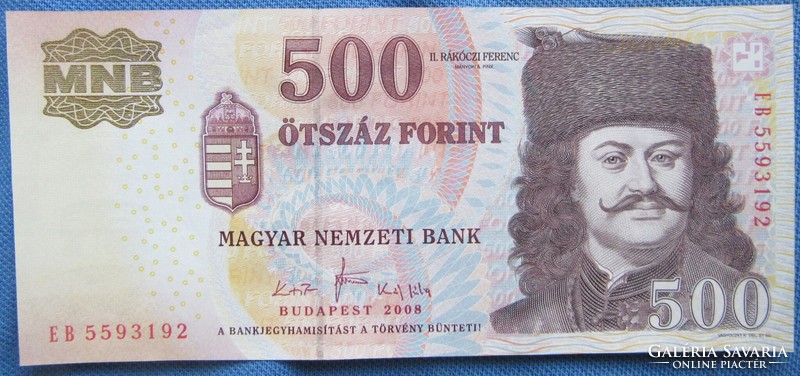500-Ft bankjegy, 2008 , ötszázforintos  bankjegy  2008,nemhajtott,