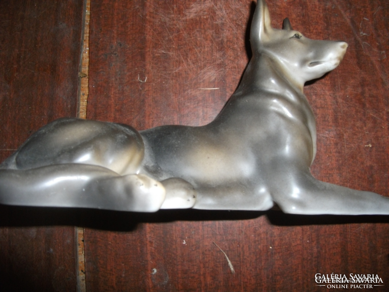 Antique large gray porcelain dog, undamaged